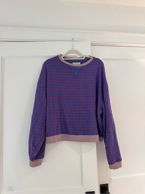 We The Free Women's Pink & Purple Striped Pullover Sweatshirt